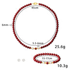 Fortune Jewel 925 Sterling Silver Natural Cinnabar Pearl Blessing Necklace Pendant Bracelet Earrings Jewelry Set