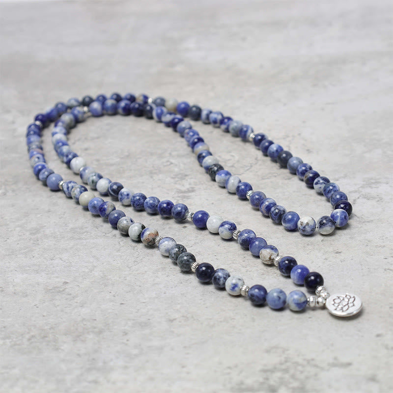 Fortune Jewel Natural Blue Aventurine Lotus Peace Necklace Bracelet