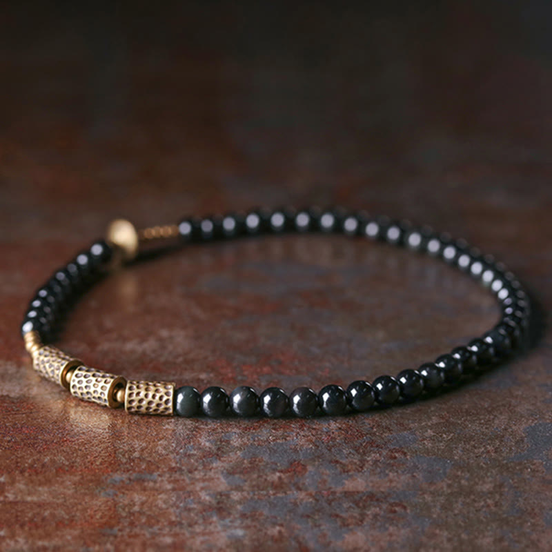 Fortune Jewel Rainbow Obsidian Copper Love Double Wrap Bracelet