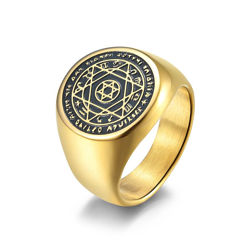 Fortune Jewel 12 Constellations of the Zodiac Star of David Protection Ring