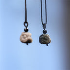 Fortune Jewel Natural Silver Sheen Obsidian Dancing Lion Protection Necklace Pendant