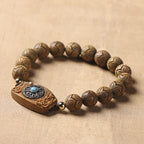 Fortune Jewel Green Sandalwood Ebony Wood Sandalwood Om Mani Padme Hum Soothing Bracelet