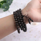 Fortune Jewel 925 Sterling Silver Inlaid Small Leaf Red Sandalwood Om Mani Padme Hum Character Auspicious Clouds Protection Bracelet