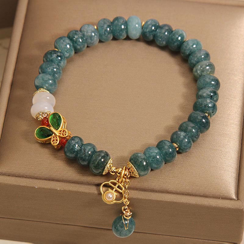 Fortune Jewel Jade White Agate Butterfly Abacus Beads Abundance Bracelet