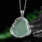 Fortune Jewel Laughing Buddha Jade Abundance Necklace Titanium Steel Chain Pendant Fortune Jewel