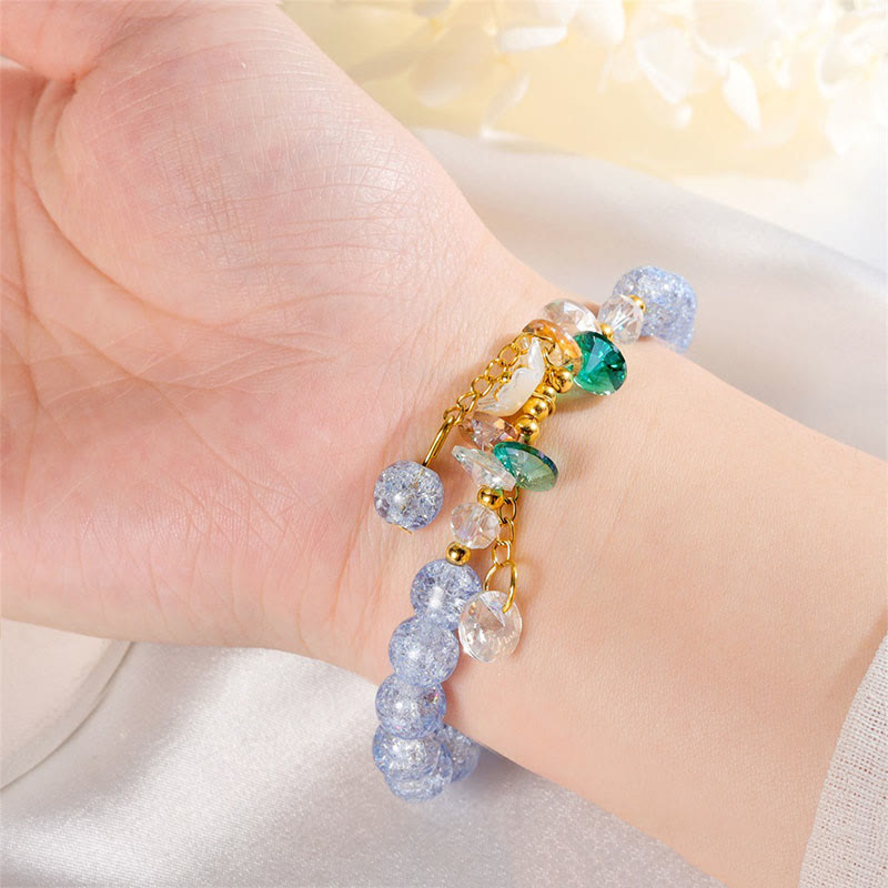 Fortune Jewel Simple Design Flower Charm Glass Bead Bracelet