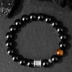 Fortune Jewel 999 Sterling Silver Black Obsidian Tiger Eye Om Mani Padme Hum Fulfillment Bracelet