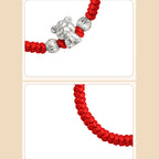 Fortune Jewel 999 Sterling Silver Chinese Zodiac Red Rope Luck Handcrafted Kids Bracelet Fortune Jewel