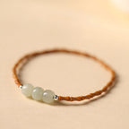 Fortune Jewel Natural Olive Pit Bamboo Pattern Hetian Jade Beads Luck Bracelet