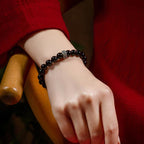 Fortune Jewel Chinese Zodiac Natal Buddha 925 Sterling Silver Black Obsidian Moonstone Strength Bracelet