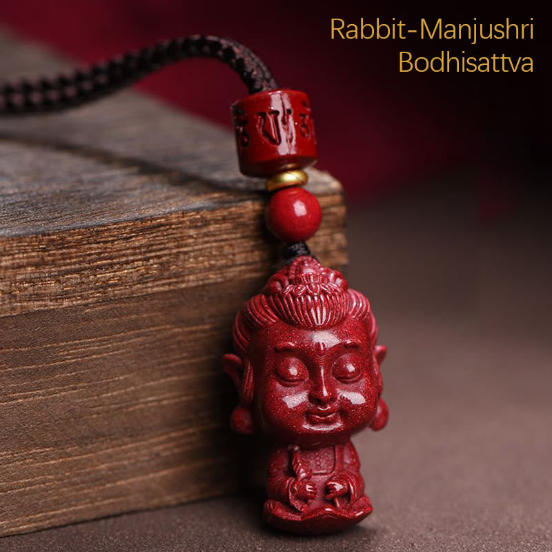 Fortune Jewel Chinese Zodiac Natal Buddha Natural Cinnabar Amulet Keep Away Evil Spirits Necklace Pendant