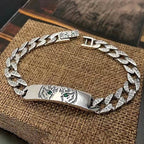 Fortune Jewel Tiger Tang Dynasty Flower Design Copper Luck Chain Bracelet