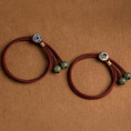 Fortune Jewel 925 Sterling Silver Handmade Chinese Zodiac Natal Buddha Cyan Bodhi Seed Protection Braided Red String Bracelet
