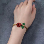 Fortune Jewel Rose Flower Rope Eight Thread Peace Knot Luck Handmade Bracelet