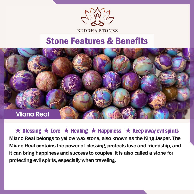 Fortune Jewel Natural Purple Miano Real Stone Lotus Mala