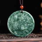 Fortune Jewel Natural Jade Kirin Abundance String Necklace Pendant