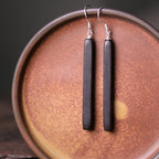 Fortune Jewel 925 Sterling Silver Ebony Wood Texture Balance Peace Drop Dangle Earrings