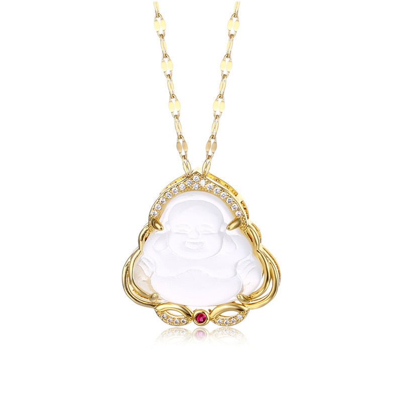 Fortune Jewel Natural Laughing Buddha Peace Necklace Fortune Jewel