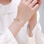 Buddha Stones Copper Coin Fortune Tree Pearl Luck Blue Rope Braided Bracelet