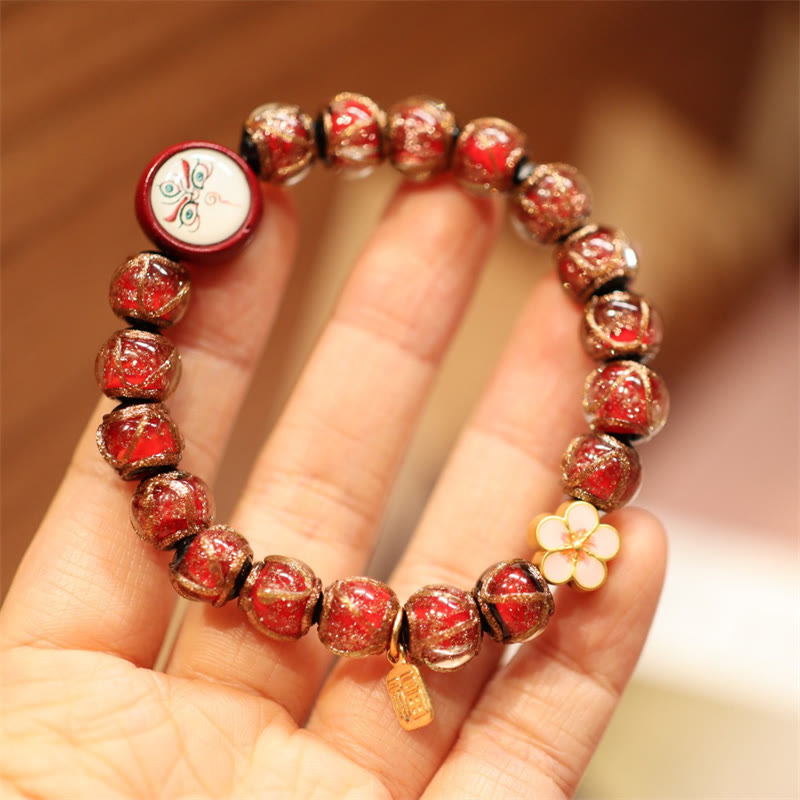Fortune Jewel Tibetan Gold Swallowing Beast Family Five God Of Wealth Thangka Fortune Bead Bracelet