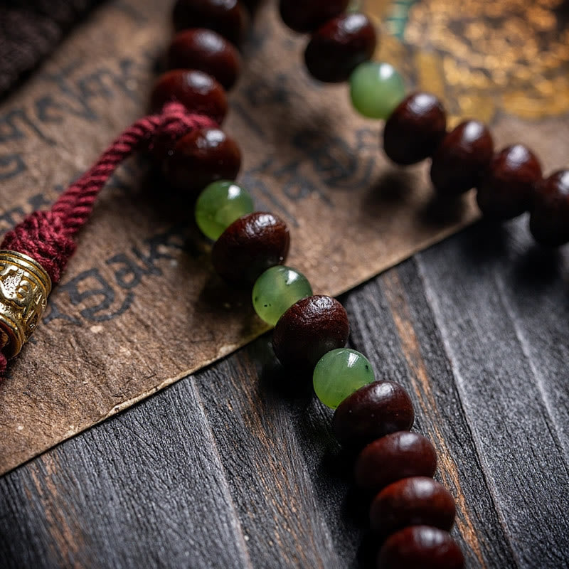 Fortune Jewel Natural Tibet 108 Mala Beads Purple Bodhi Seed Hetian Cyan Jade Copper Dorje Peace Bracelet