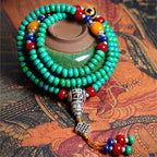 Fortune Jewel 108 Mala Beads Tibetan Turquoise Dzi Bead Protection Bracelet
