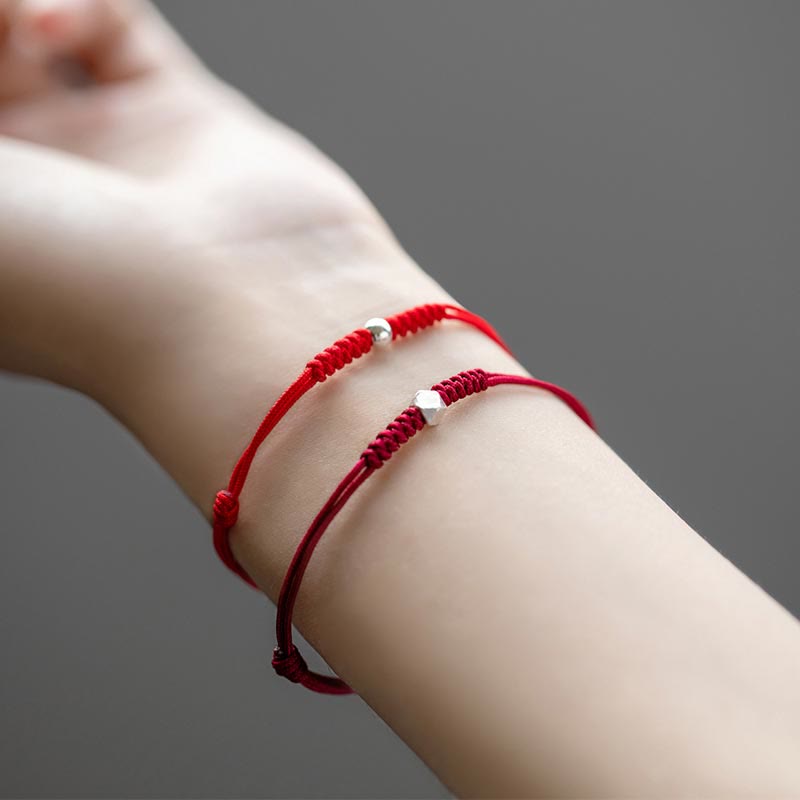 Fortune Jewel 925 Sterling Silver Luck Bead Protection Red String Braided Bracelet