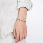 Unisex Natural Gray Moonstone Rainbow Labradorite Thin Slice Bracelet – 18K Gold Plated Silver Multi-Gemstone