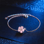 Fortune Jewel 925 Sterling Silver Cherry Blossom Blessing Chain Bracelet Rotatable Ring