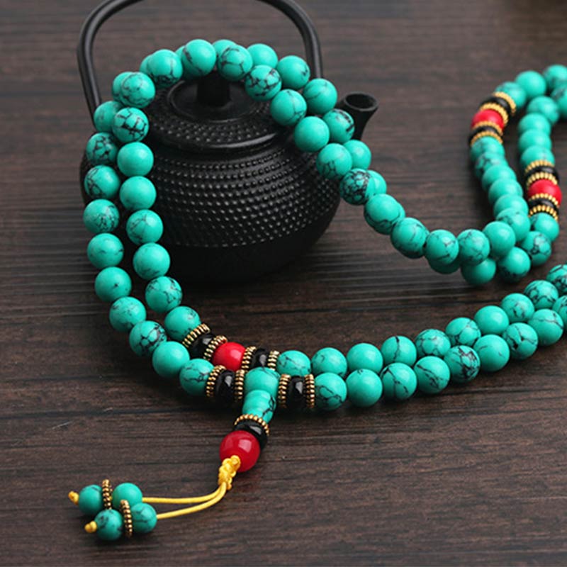 Fortune Jewel Tibetan Turquoise Healing Mala Bracelet