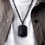 Fortune Jewel Black Obsidian Stone Wolf Purification Pendant Necklace