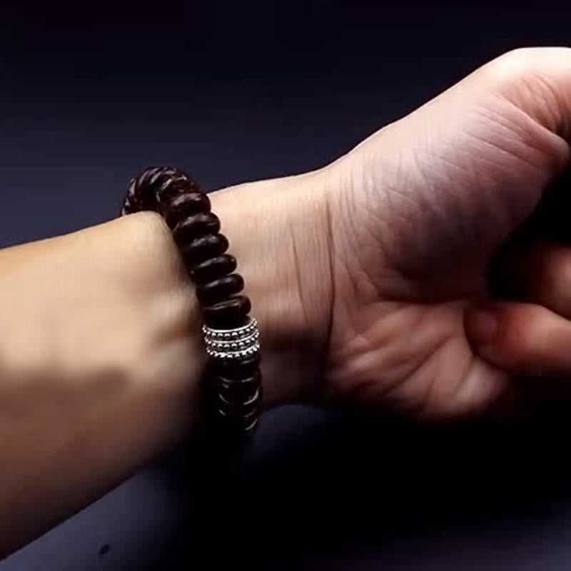 Fortune Jewel Natural Tibetan Coconut Shell Om Mani Padme Hum Positive Bracelet