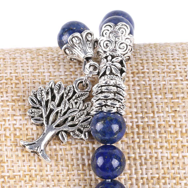 Fortune Jewel Natural Gemstone Tree of Life Lucky Charm Stretch Bracelet
