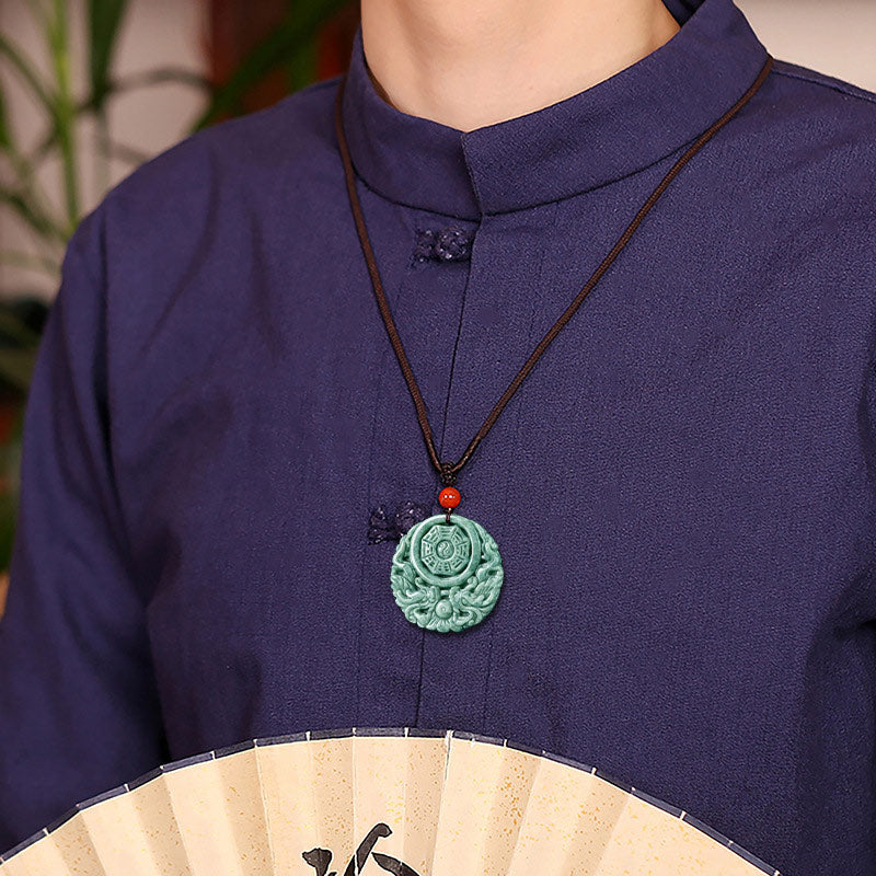Fortune Jewel Dragon Jade Yin Yang Balance Necklace String Pendant Fortune Jewel