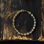 Fortune Jewel Natural Moonstone 14K Gold Plated Healing Positive Bracelet