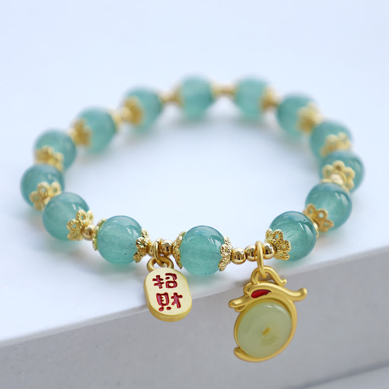 Fortune Jewel Year of the Dragon Red Agate Green Aventurine Peace Buckle Fu Character Lucky Fortune Bracelet