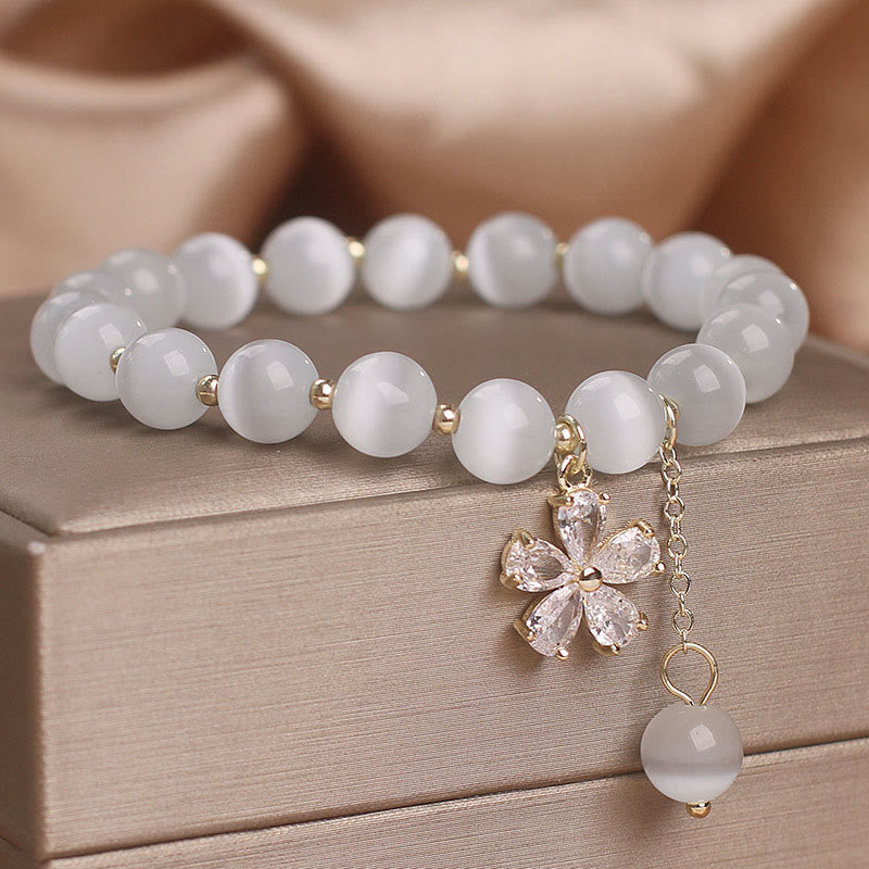 Fortune Jewel Cat's Eye Flower Charm Peace Support Bracelet