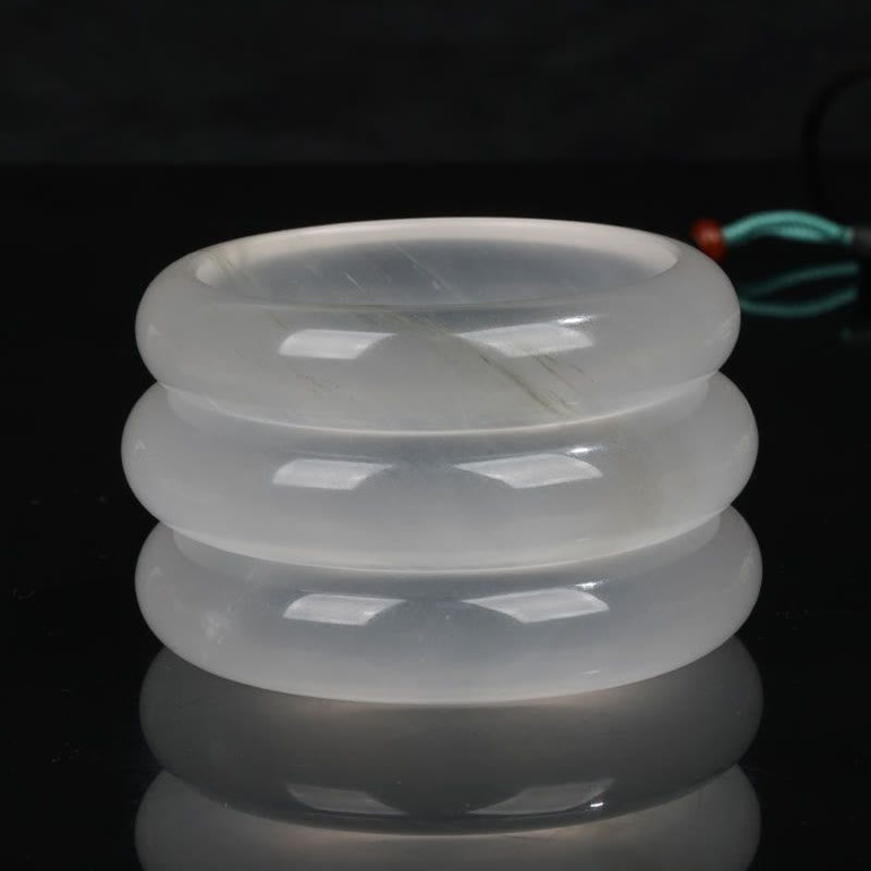 Fortune Jewel Natural Translucent Golden Silk Jade Wealth Luck Bracelet Bangle