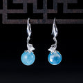 Fortune Jewel 925 Sterling Silver Natural Aquamarine Leaf Flower Peace Earrings Necklace