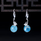 Fortune Jewel 925 Sterling Silver Natural Aquamarine Leaf Flower Peace Earrings Necklace