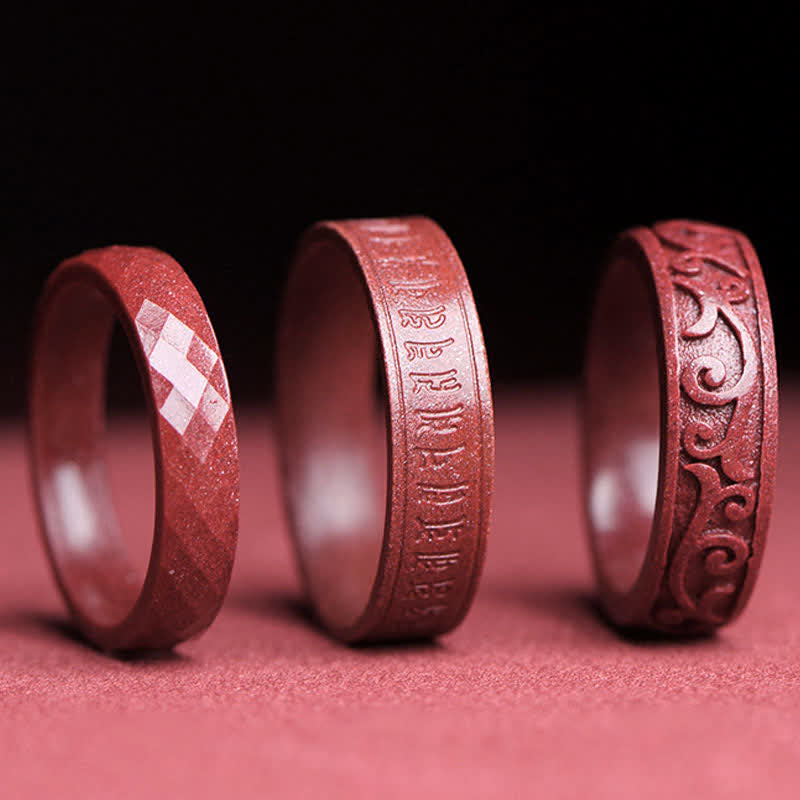 Fortune Jewel Cinnabar Om Mani Padme Hum Auspicious Clouds Blessing Ring