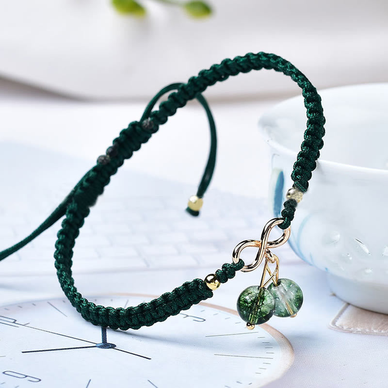 Fortune Jewel Natural Strawberry Quartz Amethyst Green Phantom Bead Positive Bracelet