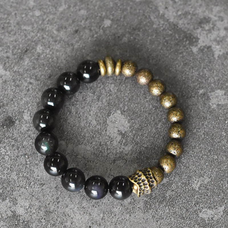 Fortune Jewel Rainbow Obsidian Copper Bead Positive Transformation Bracelet