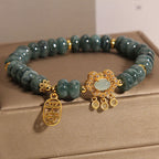 Fortune Jewel Natural Jade Chinese Lock Charm Peace Luck Abundance Bracelet