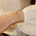 Fortune Jewel Natural Hetian Jade Bead Double Peace Buckle Fu Character Abundance Braided Bracelet