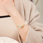Fortune Jewel Natural Hetian Jade Bead Double Peace Buckle Fu Character Abundance Braided Bracelet