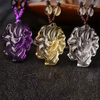 Fortune Jewel Natural Amethyst White Crystal Citrine Nine Tailed Fox Luck Necklace Pendant