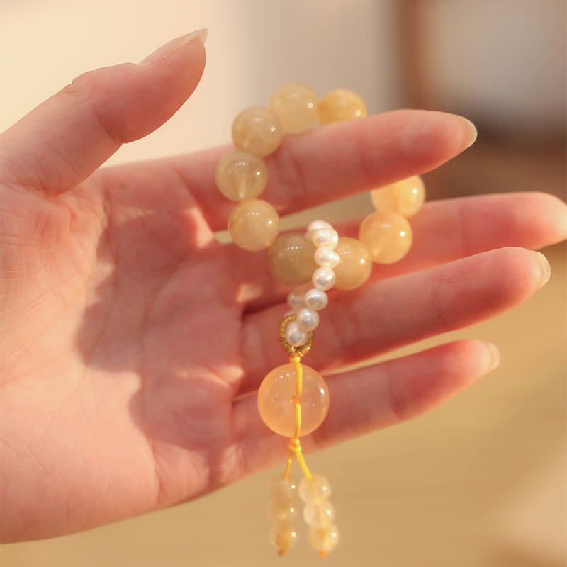 Fortune Jewel Citrine Peace Buckle Prosperity Happiness Wrist Mala