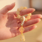 Fortune Jewel Citrine Peace Buckle Prosperity Happiness Wrist Mala