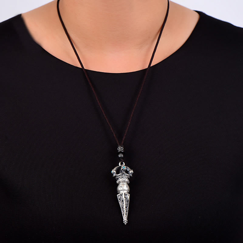 Fortune Jewel Tibetan Om Mani Padme Hum Dorje Vajra Design Wisdom Rotatable Necklace Pendant